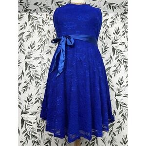 Royal Blue Retro Vintage Style Lace Mini Dress Sz XL (18) Elegant Classic #9/B